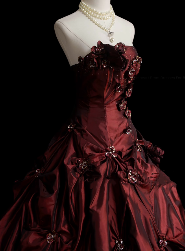 Retro-Ballkleid, trägerlos, burgunderrot, 60er-Jahre-Stil, Abendkleid, langes formelles Partykleid N830