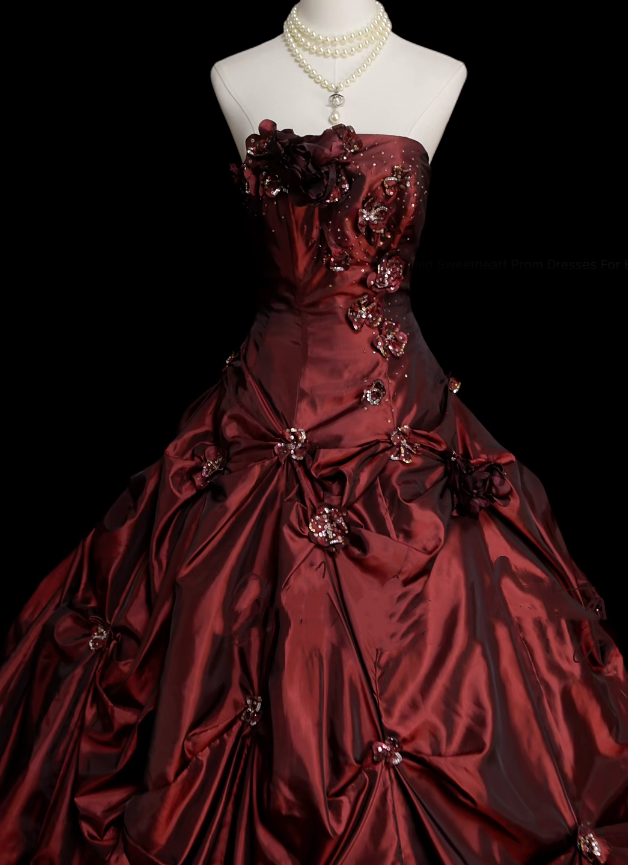 Retro-Ballkleid, trägerlos, burgunderrot, 60er-Jahre-Stil, Abendkleid, langes formelles Partykleid N830