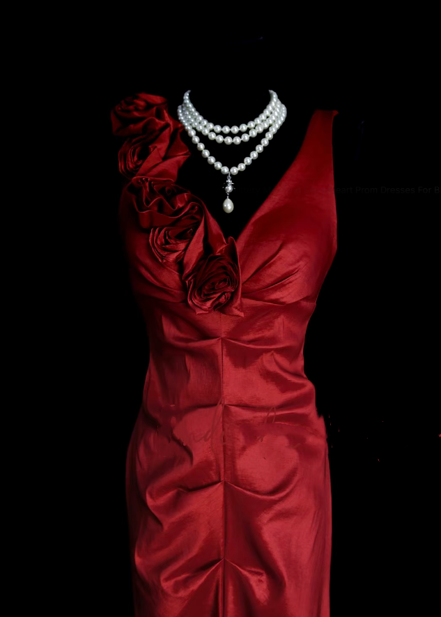 Klassisches, burgunderrotes, plissiertes, langes Meerjungfrauen-Abendkleid im Stil der 1950er Jahre mit V-Ausschnitt, N833