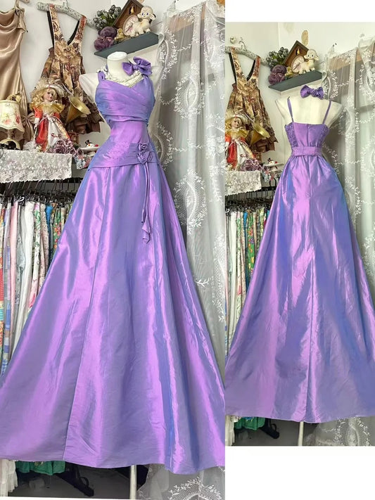 Modest A Line Halter Lilac Taffeta Long Prom Dresses Party Dress 21st Birthday Outfits Graduation Gown N846