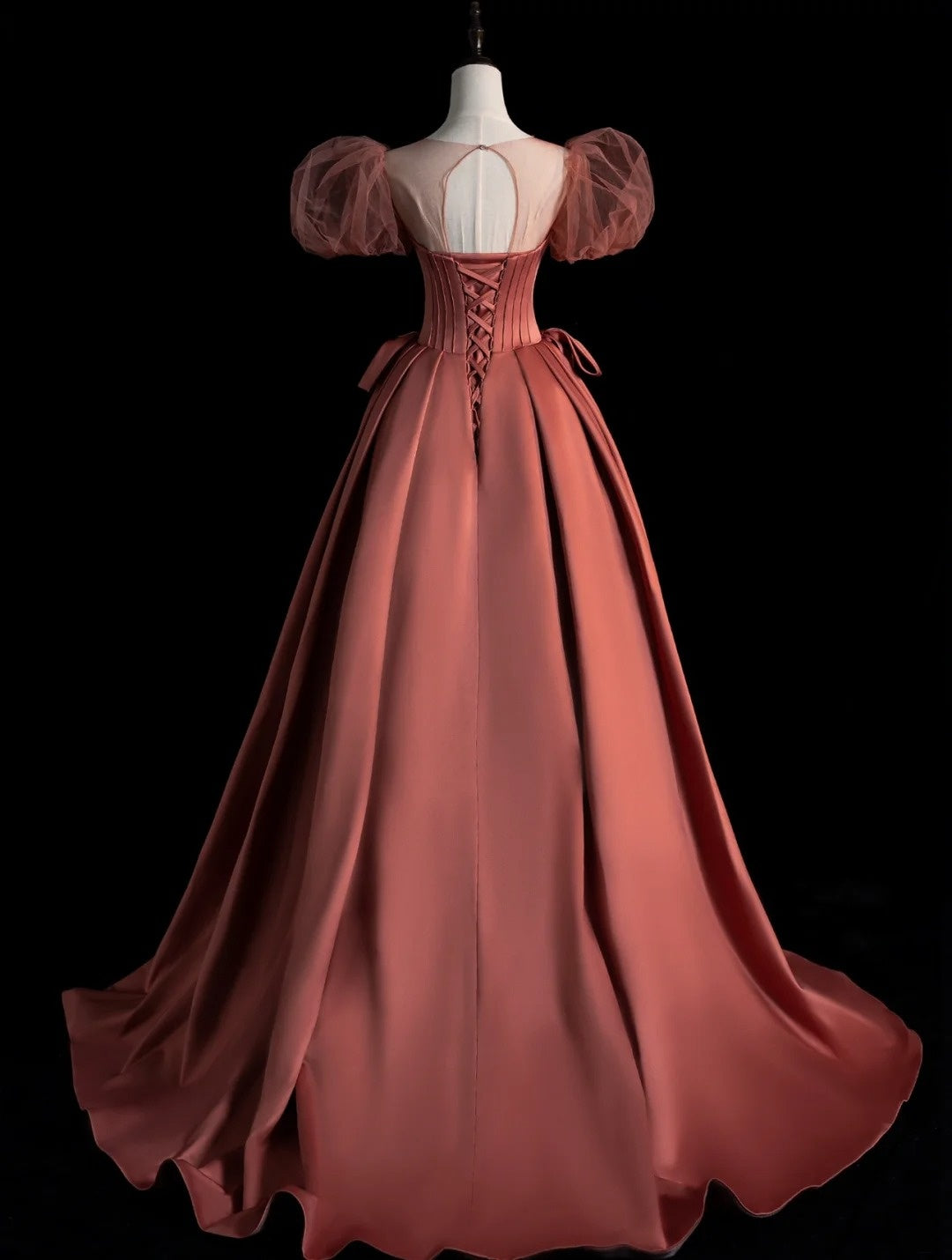 Princess Ball Gown Sweetheart Satin With Puffy Sleeves Long Prom Dresses Party Dress 18th Birthday Outfits Graduation Gown N858