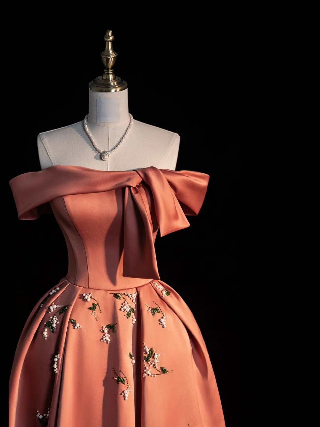 Robe de bal princesse épaules dénudées, robe longue en satin rouge rouille, robe de soirée, tenue pour 18 ans, robe de remise de diplôme N861