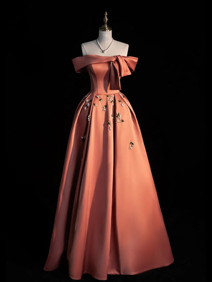Robe de bal princesse épaules dénudées, robe longue en satin rouge rouille, robe de soirée, tenue pour 18 ans, robe de remise de diplôme N861