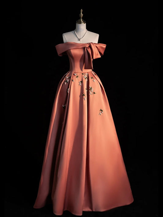 Princess Ball Gown Off The Shoulder Rust Red Satin Long Prom Dresses Party Dress 18th Birthday Outfits Graduation Gown N861