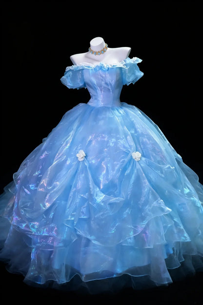 Robes de bal élégantes à épaules dénudées bleues pour les 15-16 ans, les bals de fin d'année, les remises de diplômes et les 20 ans (N939)