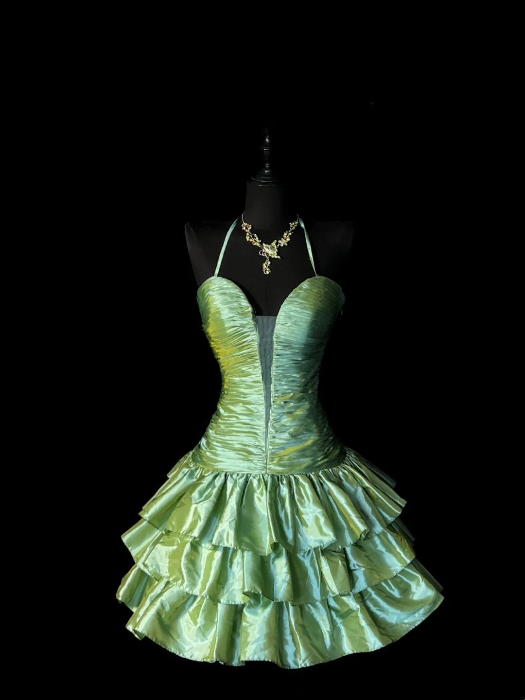 Vintage Ballkleid, Neckholder, marineblau, Satin, tiefe Taille, kurz, Outfit für den 16. Geburtstag, Homecoming-Kleid für die Mittelschule, Hoco-Kleid N956
