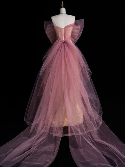 Retro-Etuikleid mit herzförmigem Ausschnitt, rosa Spitze und Tüll mit Schleife, ideal für Partys, Abschlussbälle und festliche Anlässe. N958