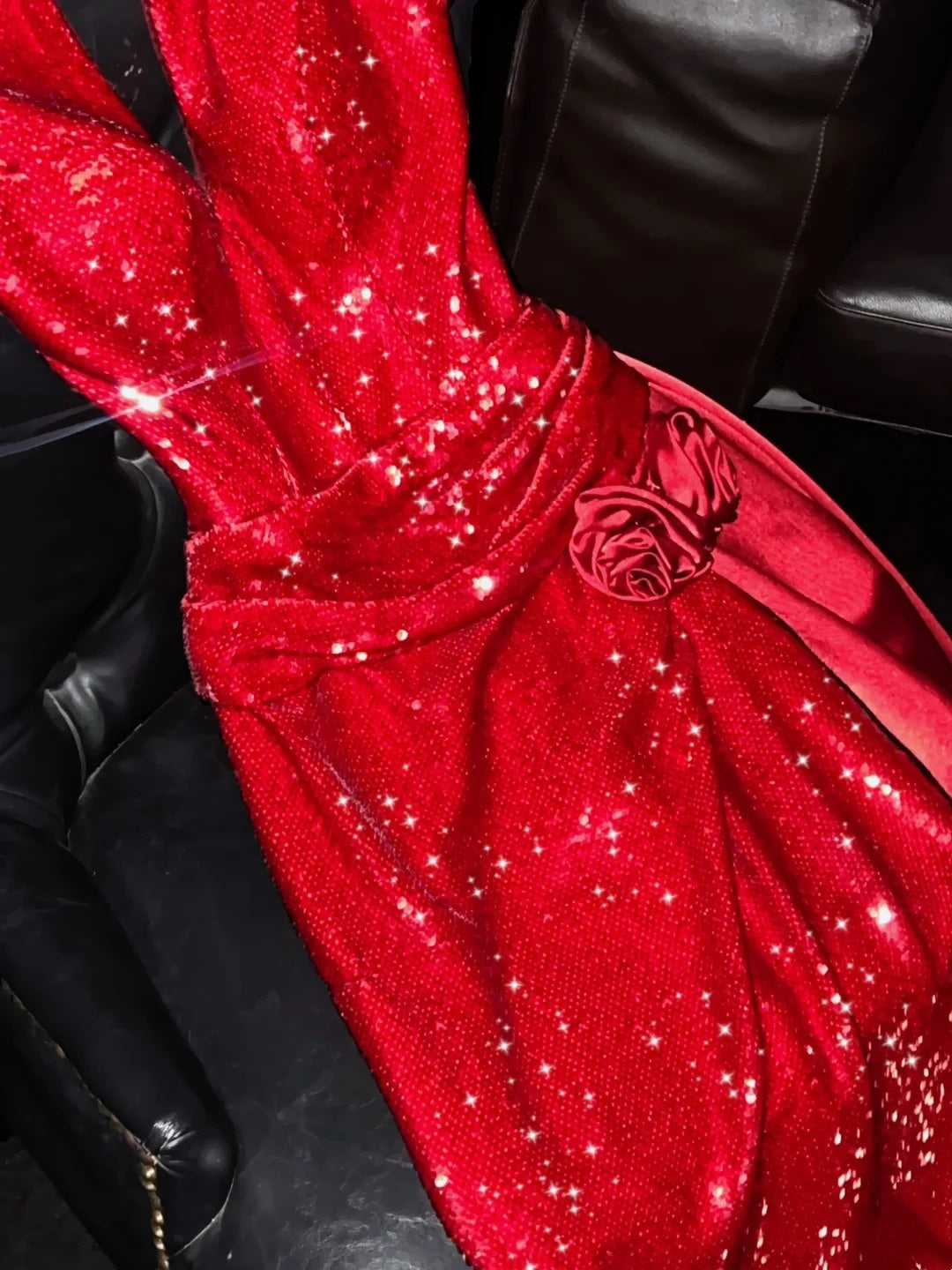 Sparkly Mermaid Halter Red Sequins Long Party Dresses Prom Dresses Impress Formal Party Dress N941