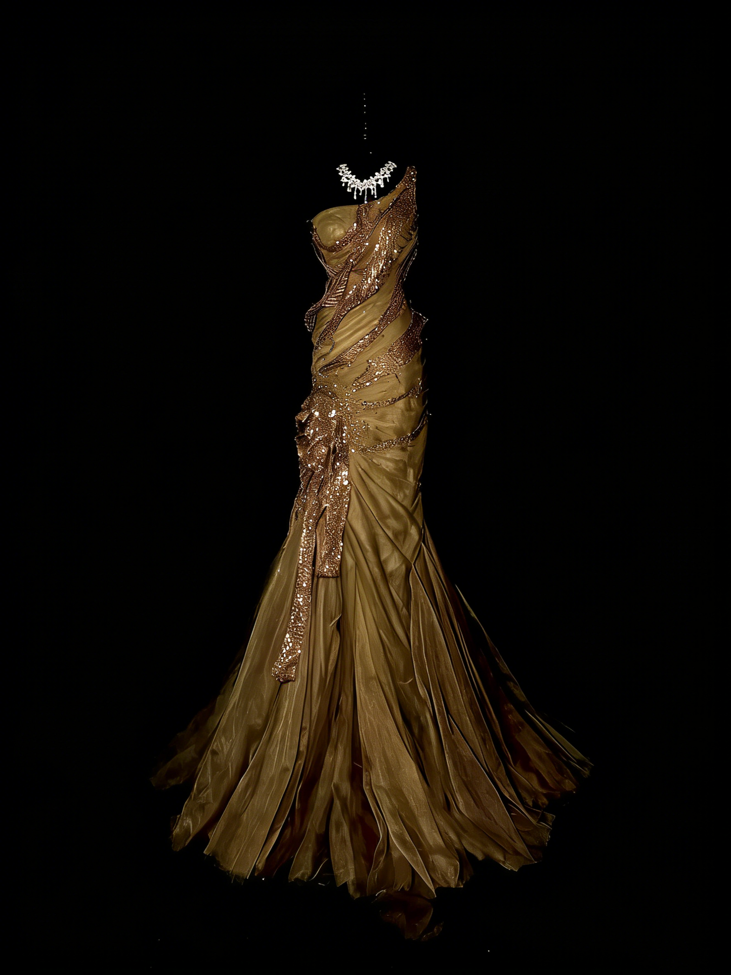 Robe de bal longue sirène asymétrique à volants et perles, style princesse, référence N972