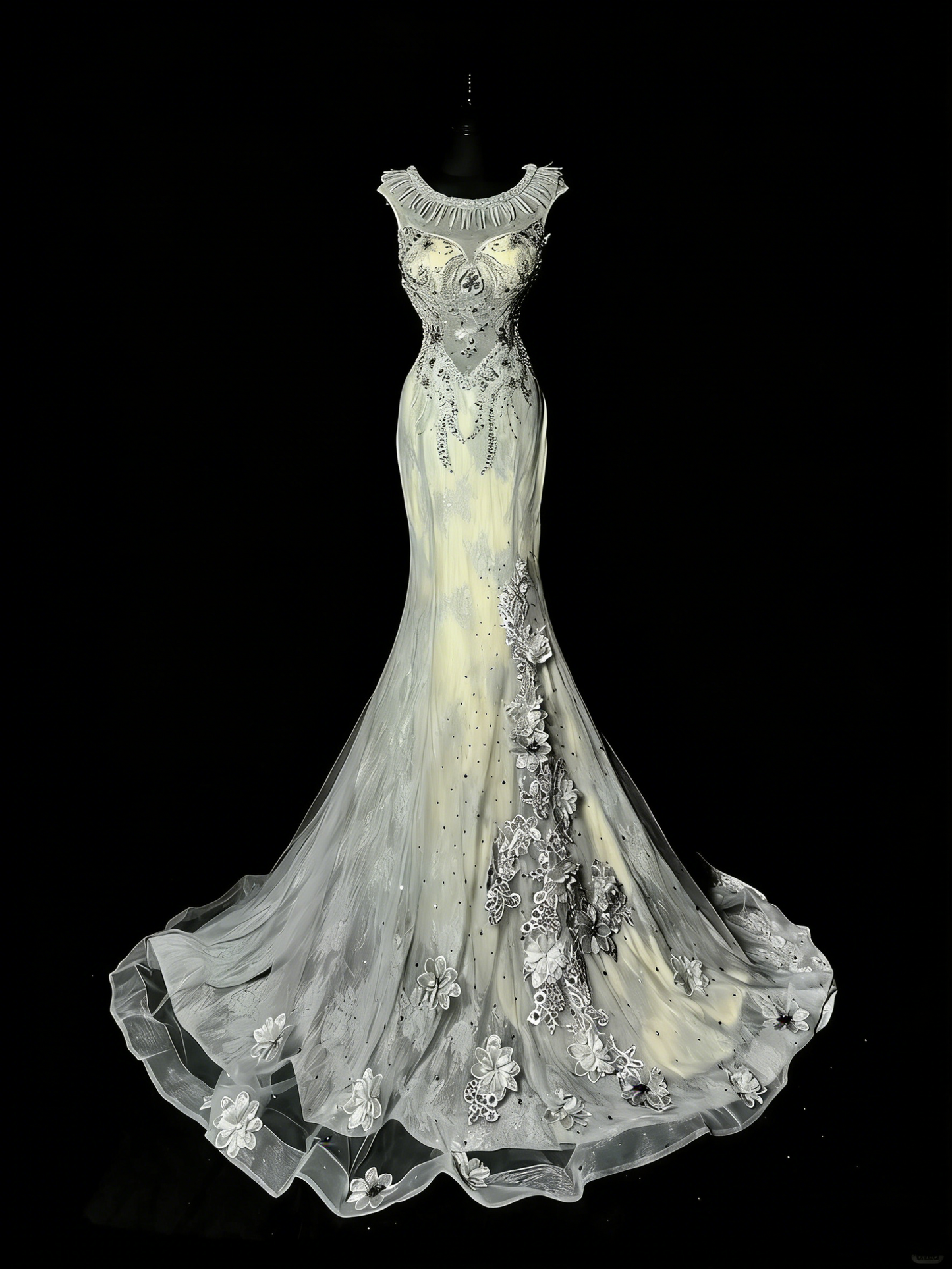 Einzigartiges Meerjungfrauen-Abendkleid aus staubgrünem Tüll im Stil der 1950er Jahre – langes Ballkleid, Partykleid zum 18. Geburtstag, Modell N973