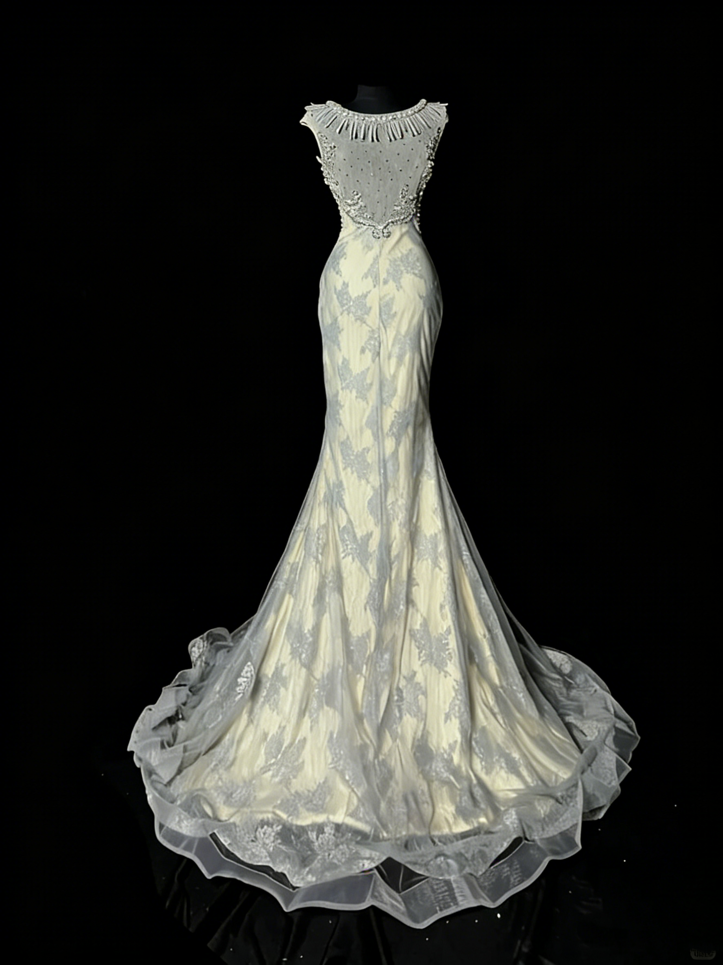 Einzigartiges Meerjungfrauen-Abendkleid aus staubgrünem Tüll im Stil der 1950er Jahre – langes Ballkleid, Partykleid zum 18. Geburtstag, Modell N973