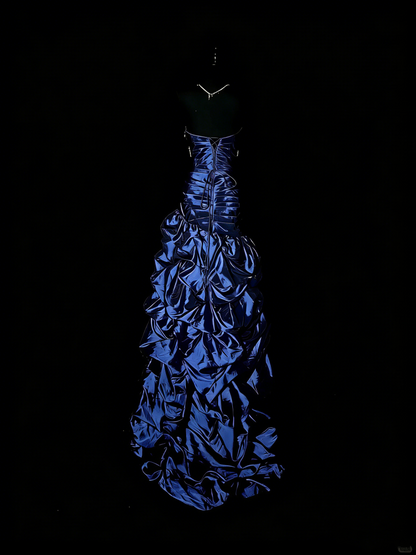 Retro-Ballkleid, königsblau mit silbernen Perlen, herzförmiger Ausschnitt, langes Partykleid, elegantes Abendkleid für Senioren, formelles Tanzkleid N974