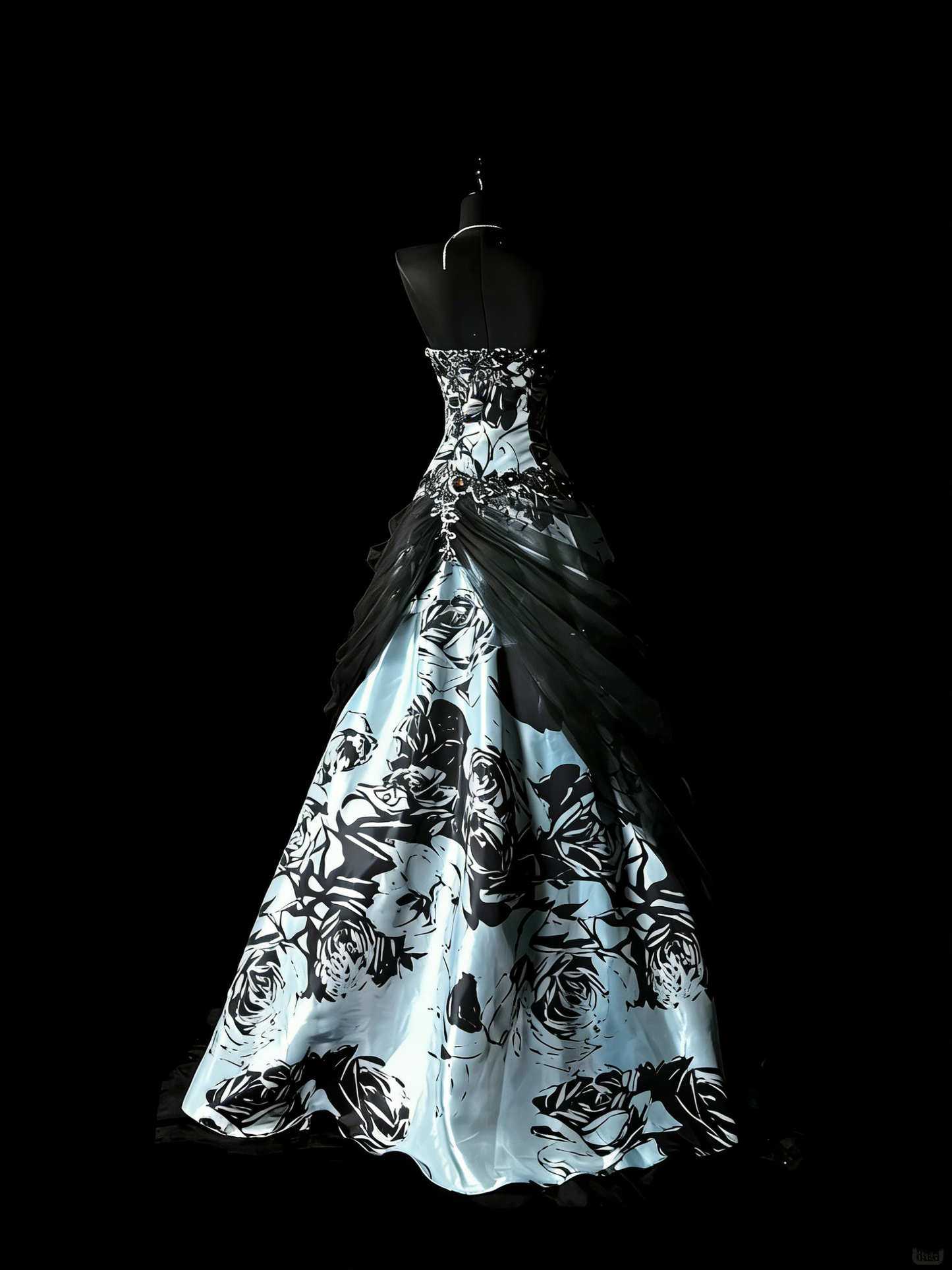 Retro Ball Gown Strapless Satin Floral With Cape Party Dresses Long Prom Dresses Impress Senior Formal Dance Dress N970
