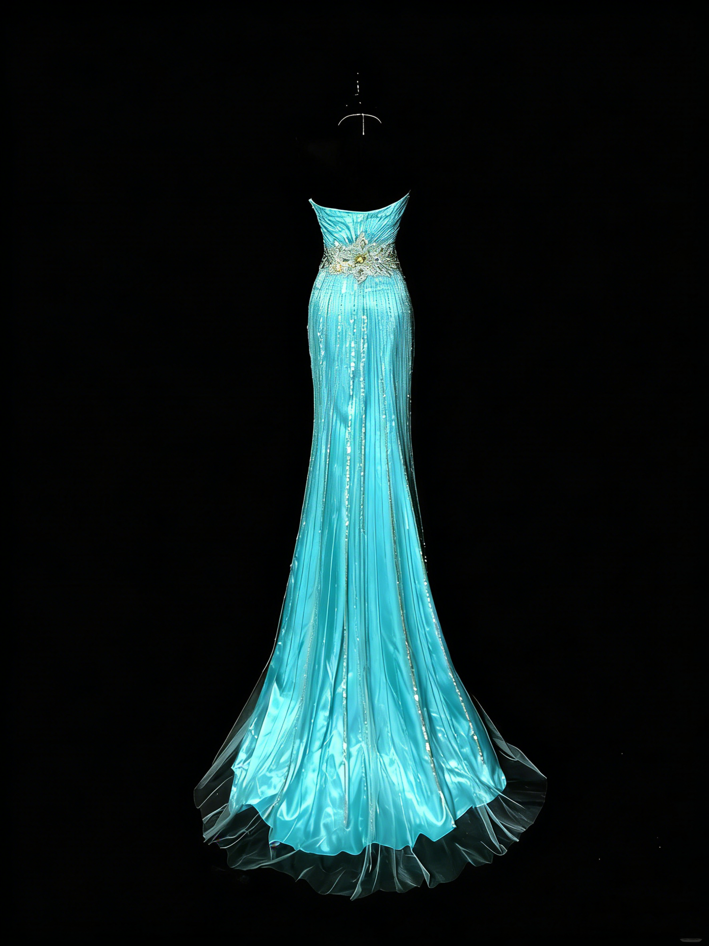 Vintage Meerjungfrauen-Abendkleid aus den 2000er Jahren, ärmellos, mit silbernen Perlen verziert, langes Ballkleid, formelles Abendkleid, Modell N976