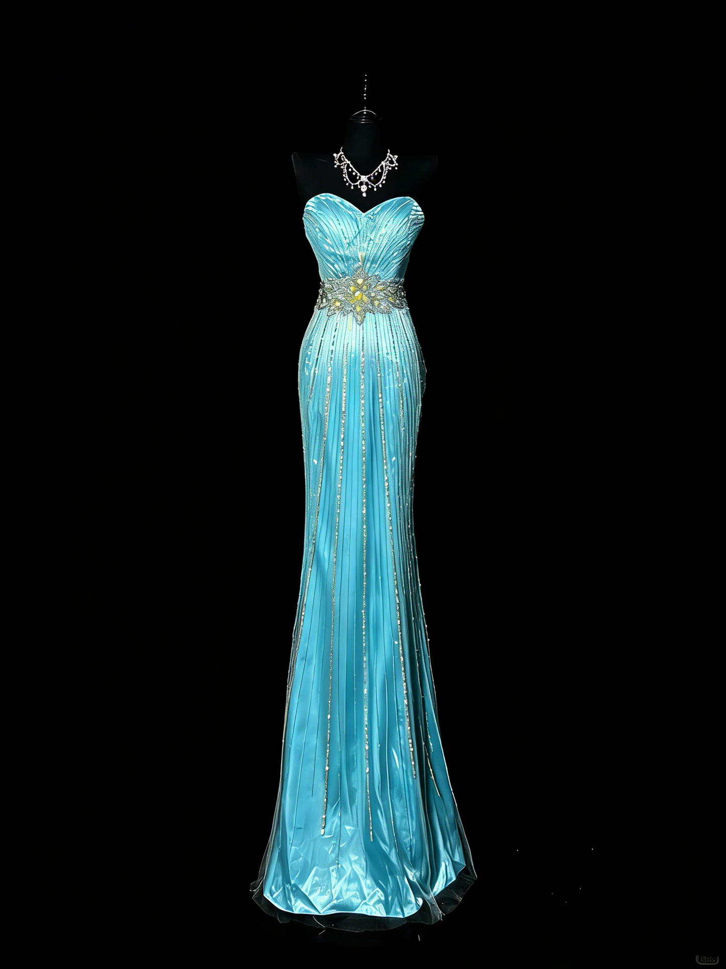 Vintage Meerjungfrauen-Abendkleid aus den 2000er Jahren, ärmellos, mit silbernen Perlen verziert, langes Ballkleid, formelles Abendkleid, Modell N976