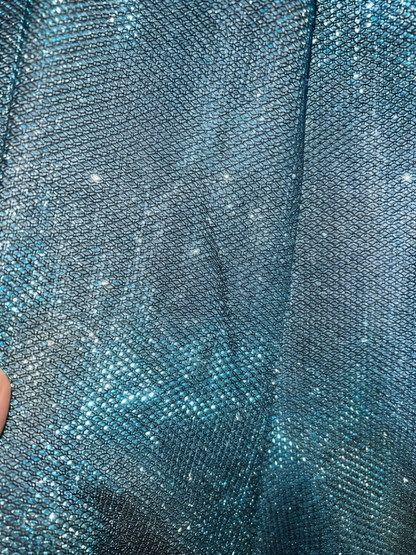Atemberaubendes langes, blaues Pailletten-Abendkleid im Meerjungfrauenstil mit V-Ausschnitt, formelles Abendkleid N982