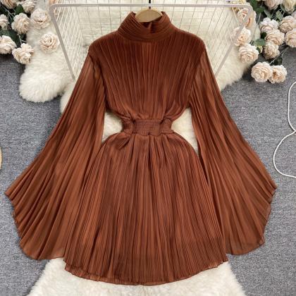 High Neck Chiffon Long Sleeve Dress RF0004