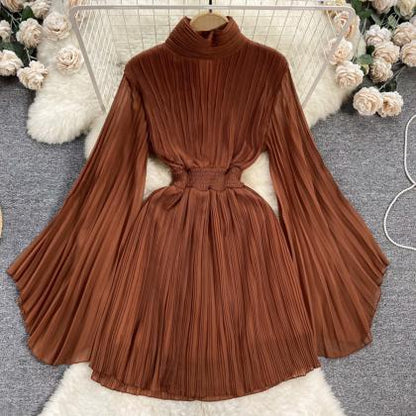 High Neck Chiffon Long Sleeve Dress RF0004