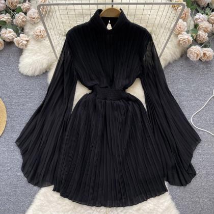 High Neck Chiffon Long Sleeve Dress RF0004