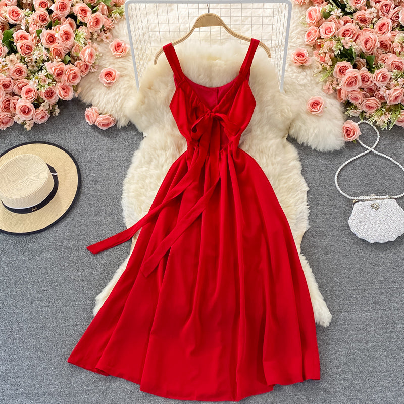 Robe courte trapèze en mousseline rouge, robe tendance RF0375