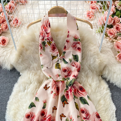 Cute Floral Short A Line Dress Fashion Dress RF0374