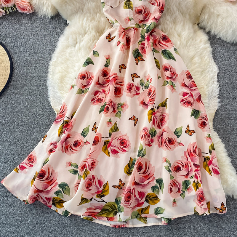 Cute Floral Short A Line Dress Fashion Dress RF0374
