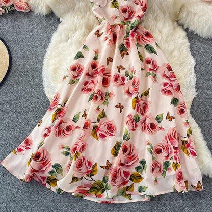 Cute Floral Short A Line Dress Fashion Dress RF0374