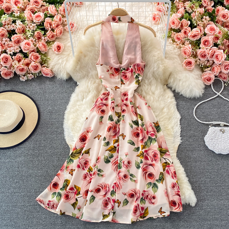 Cute Floral Short A Line Dress Fashion Dress RF0374