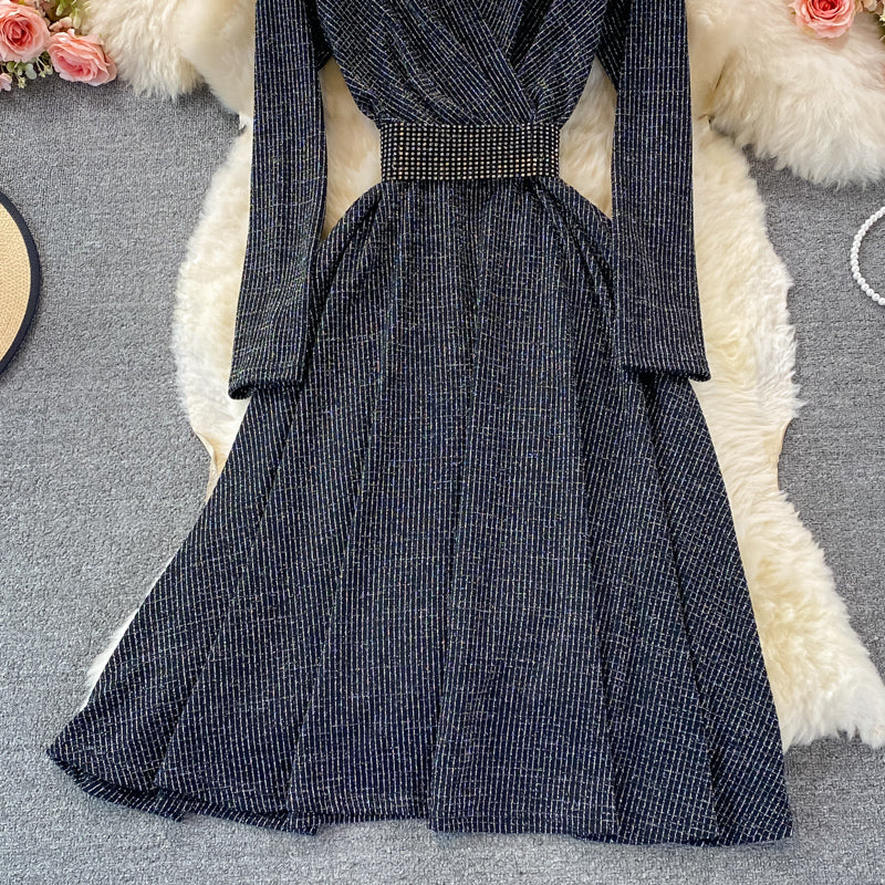 Elegant V Neck Long Sleeve Dress Fashion Dress RF0373