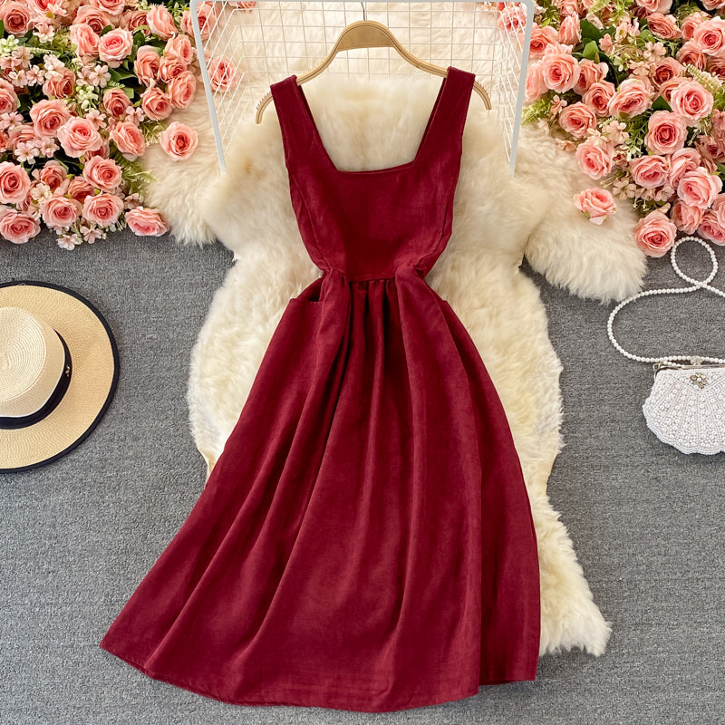 Lovely Corduroy A Line Dress Fashion Dress RF0367