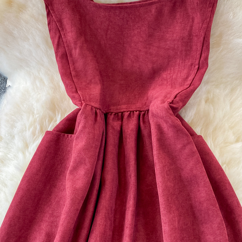 Lovely Corduroy A Line Dress Fashion Dress RF0367