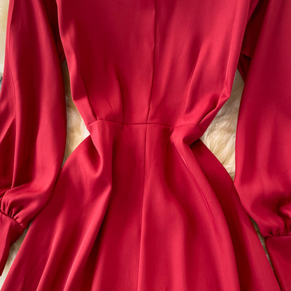 Elegantes Langarm A-Linien Kleid Fashion Dress RF0366