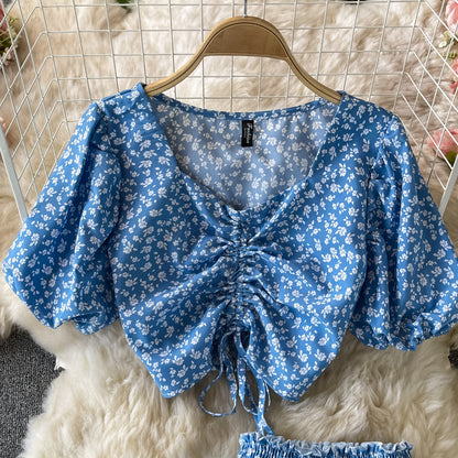 Cute A Line Floral Dress Two Pieces Dress RF0358