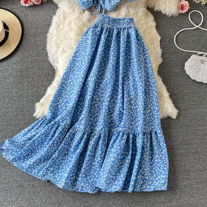 Cute A Line Floral Dress Two Pieces Dress RF0358