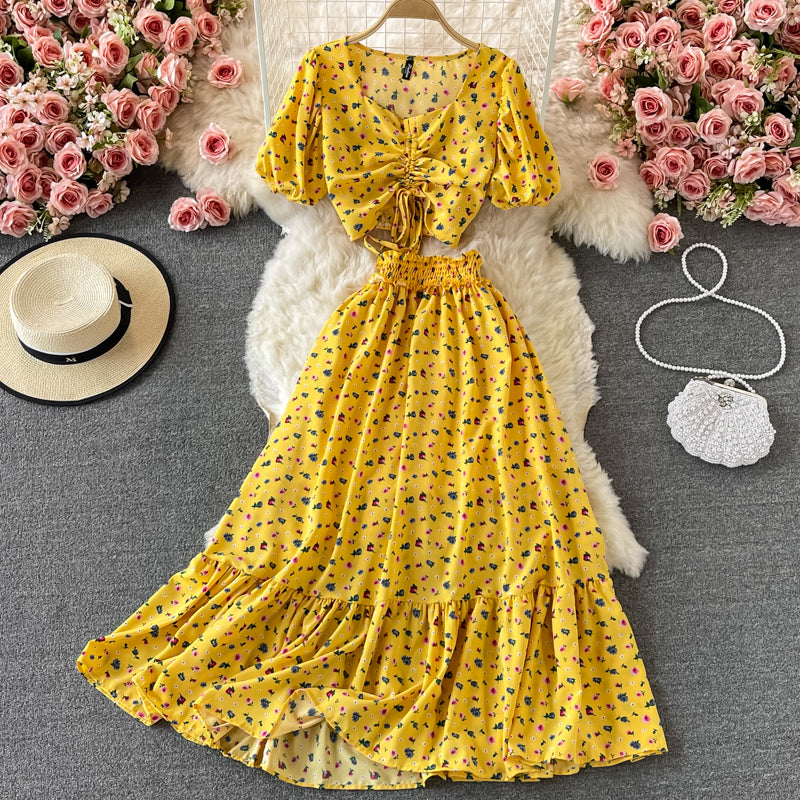 Cute A Line Floral Dress Two Pieces Dress RF0358