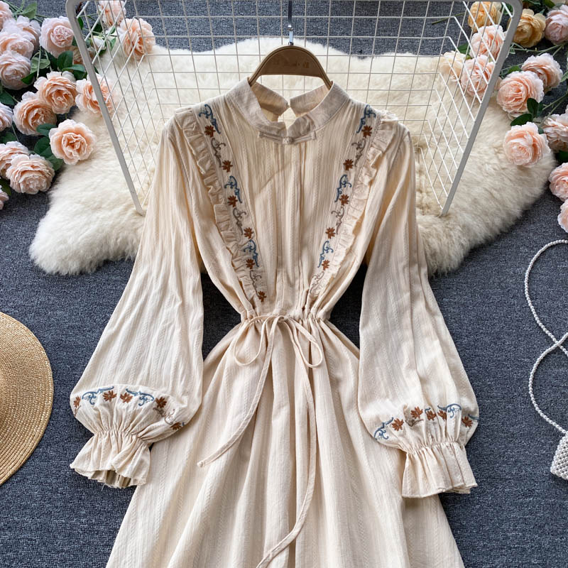 Cute A Line Embroidered Long Sleeve Dress RF0355