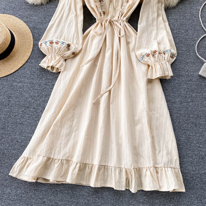 Cute A Line Embroidered Long Sleeve Dress RF0355