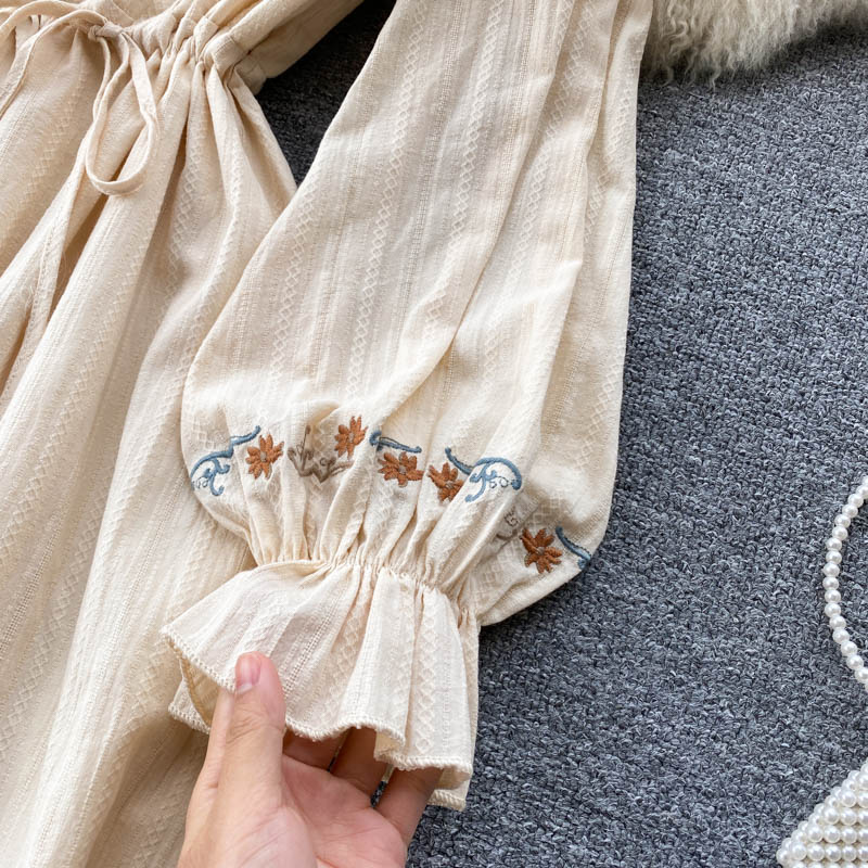 Cute A Line Embroidered Long Sleeve Dress RF0355