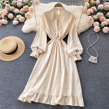 Cute A Line Embroidered Long Sleeve Dress RF0355
