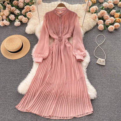 Robe élégante en mousseline à manches longues, robe tendance RF0351