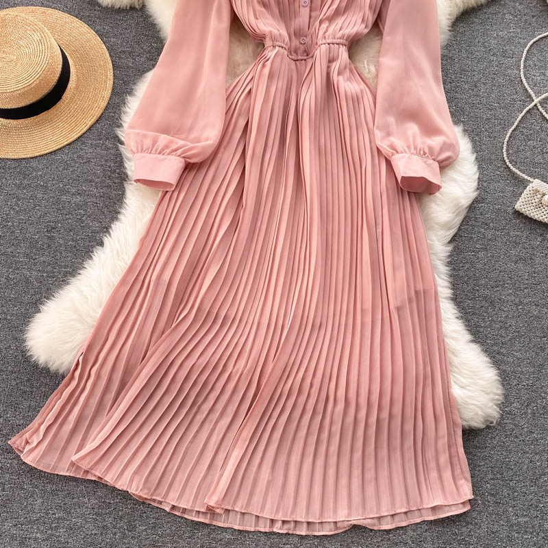 Robe élégante en mousseline à manches longues, robe tendance RF0351