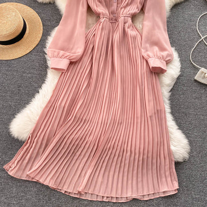 Robe élégante en mousseline à manches longues, robe tendance RF0351