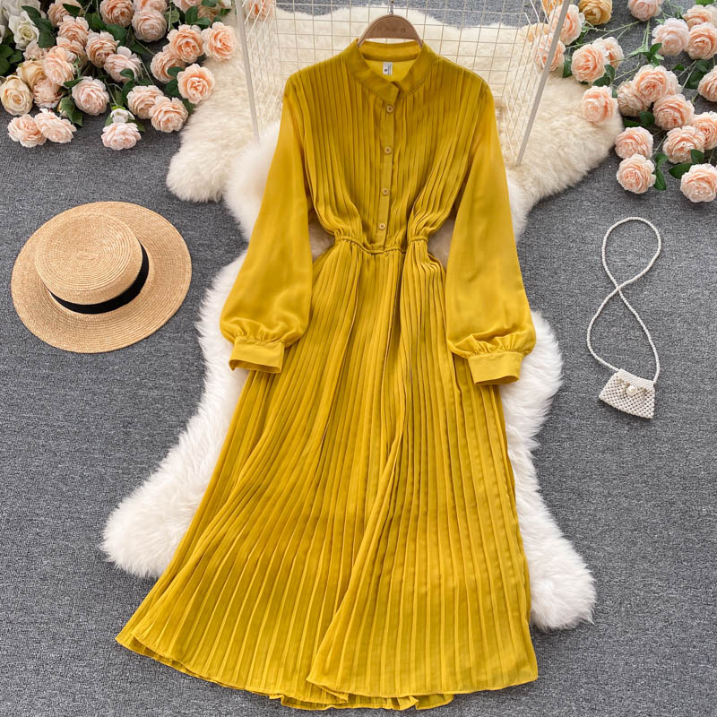 Robe élégante en mousseline à manches longues, robe tendance RF0351