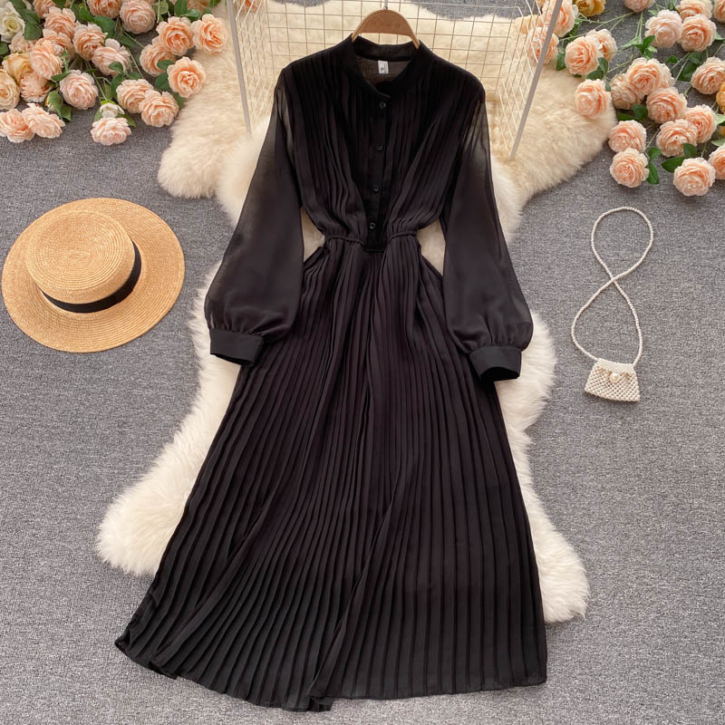 Robe élégante en mousseline à manches longues, robe tendance RF0351