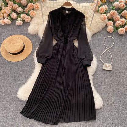 Robe élégante en mousseline à manches longues, robe tendance RF0351