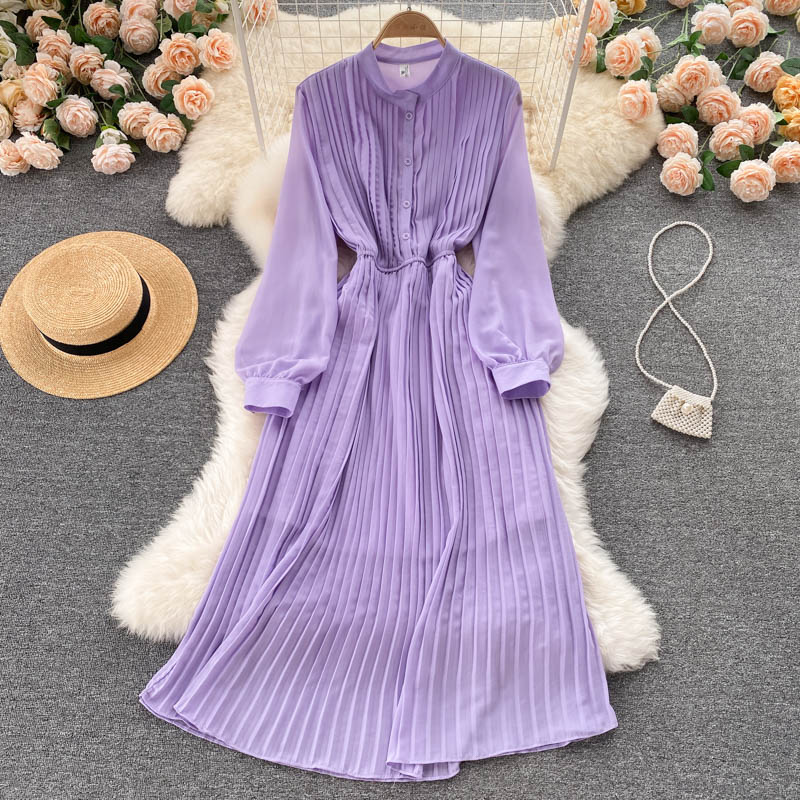 Robe élégante en mousseline à manches longues, robe tendance RF0351