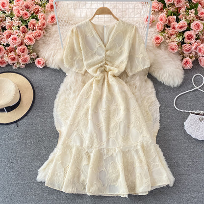 Champagne V Neck Short Dress Fashion Dress RF0348