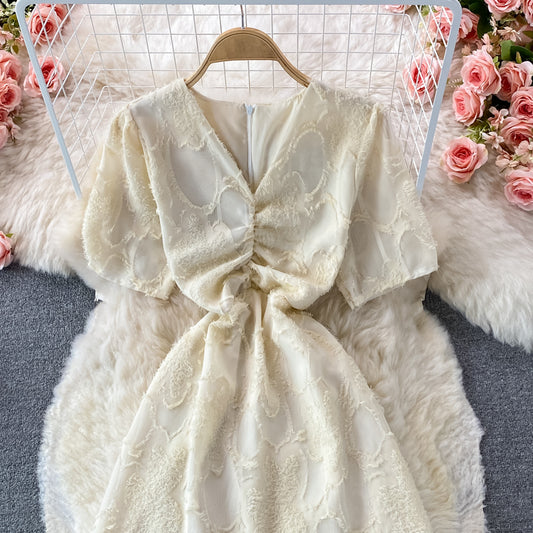 Champagne V Neck Short Dress Fashion Dress RF0348