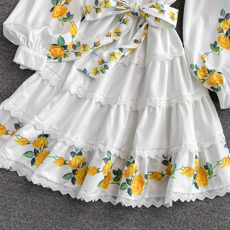 White A Line Long Sleeve Dress Fashion Dress RF0347