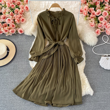Hochwertiges A-Linie Langarmkleid Fashion Dress RF0346